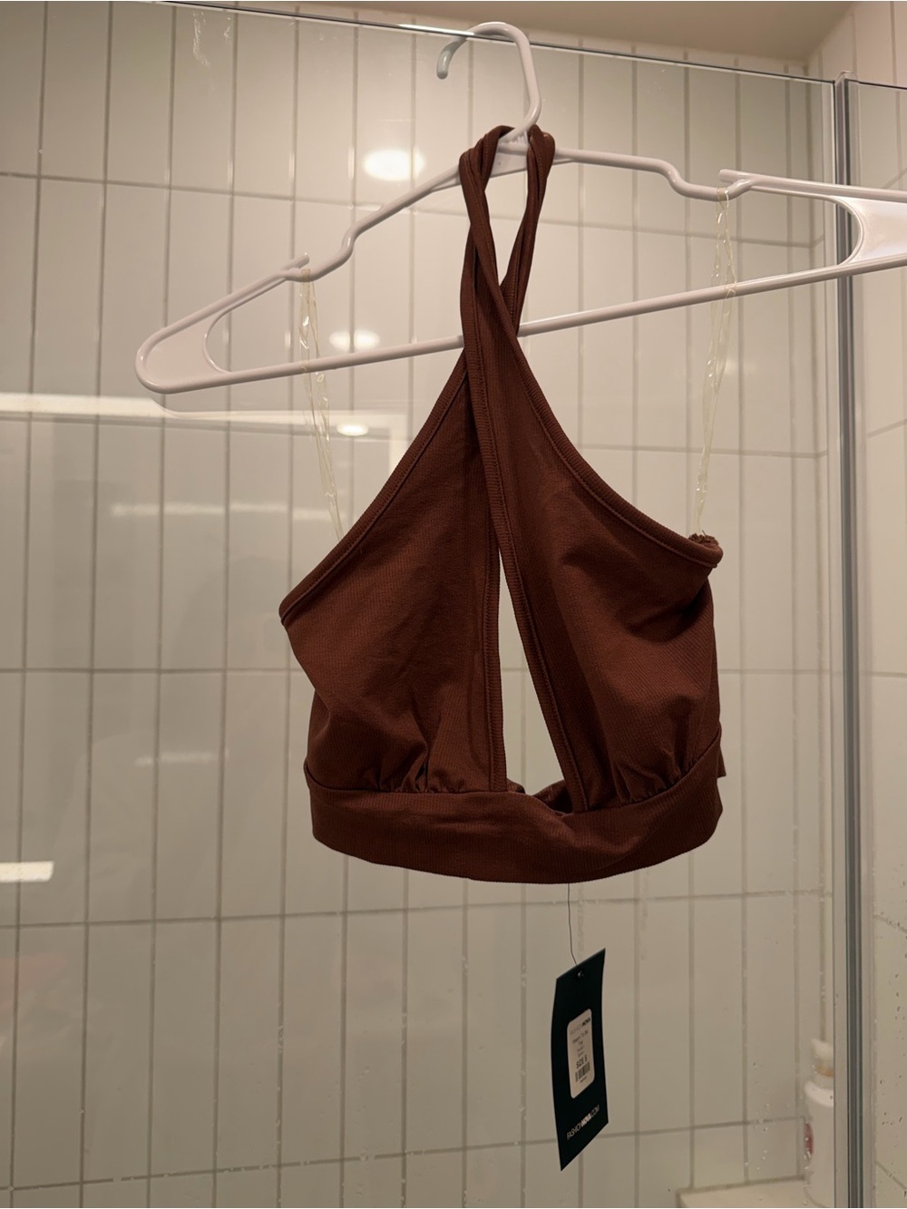 Fashion Nova Brown Halter Crop Tank Top